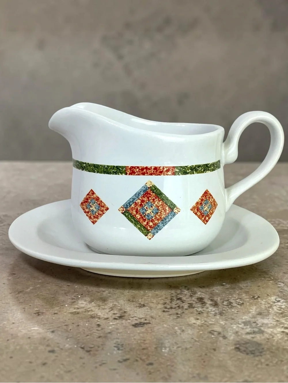 Corning Corelle Sand Art Gravy Boat Underplate Vintage Southwest Pattern